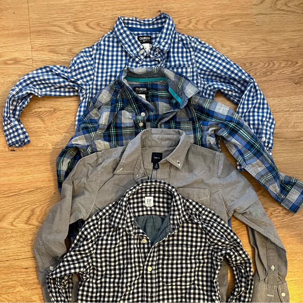 GAP Kids Fall Winter Checkered and Plaid Button Down Shirts Size 8 Medium